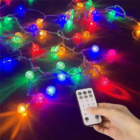 50ft Crystal Globe String Lights Multicolor Warm White LED Plug in Indoor Outdoo - Picture 8 of 8